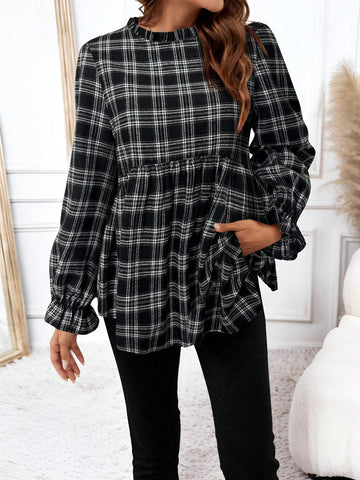 LUNE 2024 Autumn/Winter New Design Red Plaid Print Women Woven Shirt, Christmas