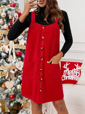 Autumn Winter New Arrival Women's Short Corduroy Suspender Dress