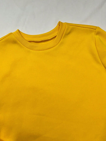 2pcs/set Round Neck Long Sleeve Sweatshirt And Tie Waist Sweatpants