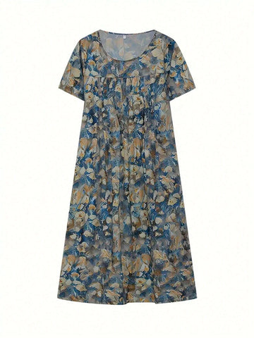 Allover Floral Print Hidden Pocket Dress