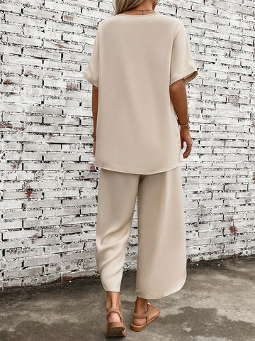 Batwing Sleeve Top & Wide Leg Pants