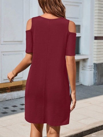 Black Off-The-Shoulder Athletic Women Dress