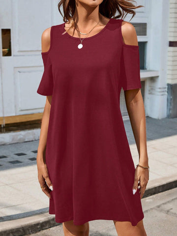 Black Off-The-Shoulder Athletic Women Dress