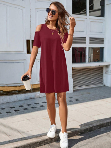 Black Off-The-Shoulder Athletic Women Dress