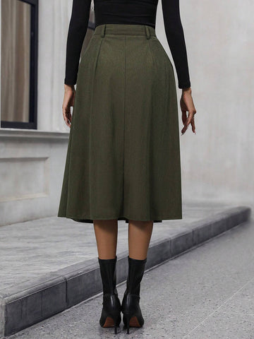 LUNE Button Front Flare Skirt Without Belt