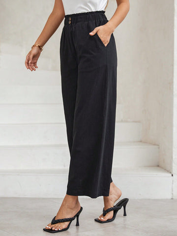 LUNE Button Front Wide Leg Pants