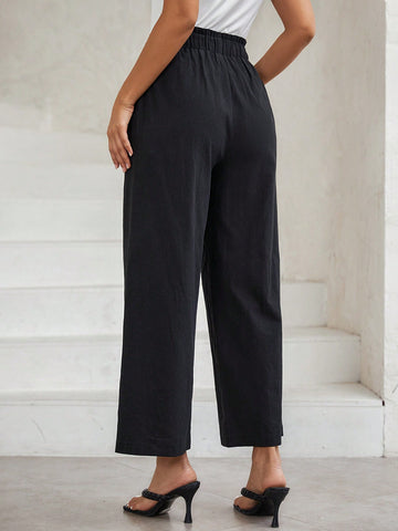 LUNE Button Front Wide Leg Pants