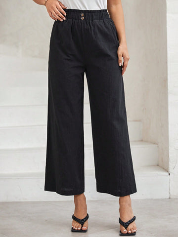 LUNE Button Front Wide Leg Pants