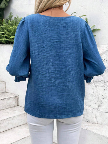 LUNE Casual Loose Fit Round Neck 3/4 Sleeves Blouse