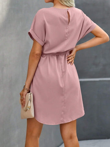 Casual Solid Color Batwing Sleeve Summer Dress