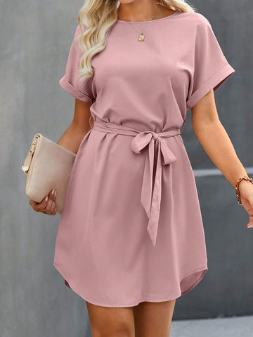 Casual Solid Color Batwing Sleeve Summer Dress