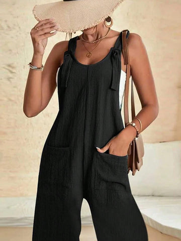 Casual Solid Color Overalls Jumpsuit