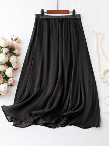 LUNE Casual Solid Color Skirt, Versatile For Autumn Maxi Women Outfit