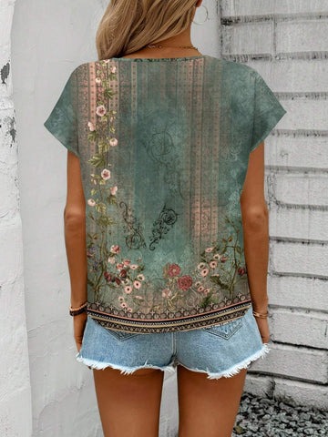 LUNE Casual Vintage Patterned Women's Shirt Suitable For Summer
