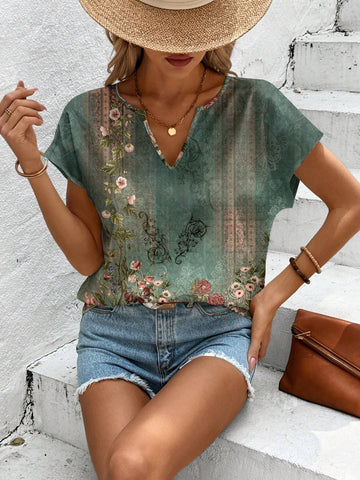 LUNE Casual Vintage Patterned Women's Shirt Suitable For Summer