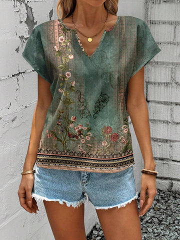 LUNE Casual Vintage Patterned Women's Shirt Suitable For Summer