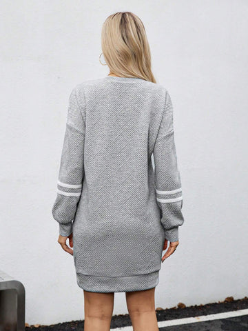 Casual Women Pocket Decor Short Sport Dress, Textured Fabric, Autumn/Winter