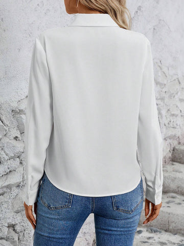 LUNE Casual Women's Twist Hem White Shirt