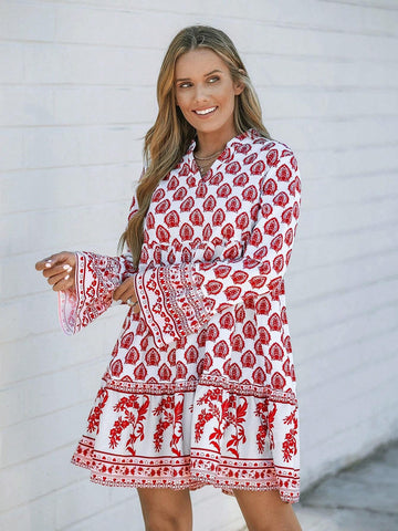 Casual Women's Vacation Out-Going Floral Print Long Sleeve Dress