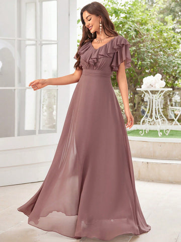 Chiffon Bridesmaid Dress With Ruffles