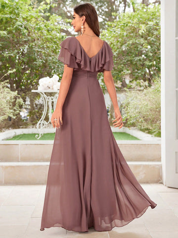 Chiffon Bridesmaid Dress With Ruffles