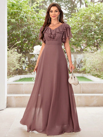Chiffon Bridesmaid Dress With Ruffles