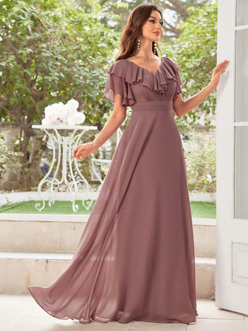 Chiffon Bridesmaid Dress With Ruffles