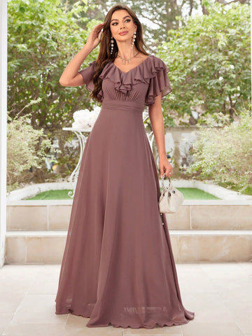 Chiffon Bridesmaid Dress With Ruffles