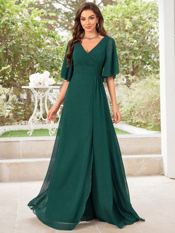Chiffon Bridesmaid Dress With Split Hem