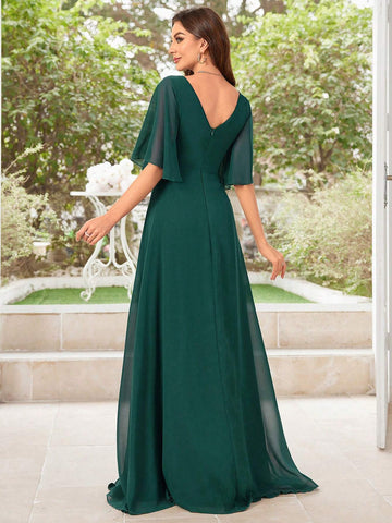 Chiffon Bridesmaid Dress With Split Hem