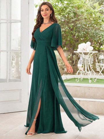Chiffon Bridesmaid Dress With Split Hem