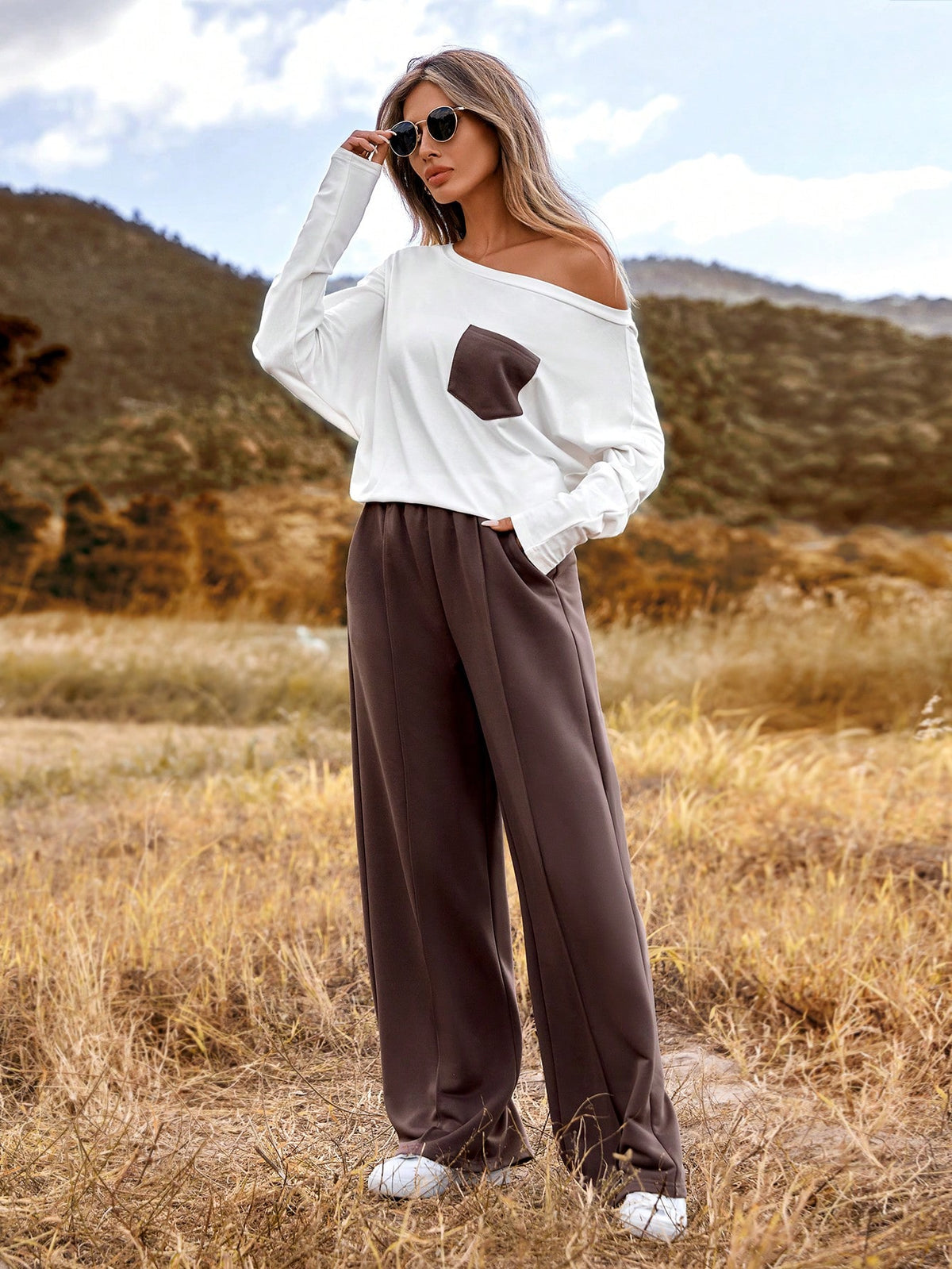 Color-Block T-Shirt And Pants Outfit Set