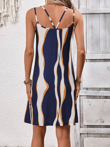 Color Block Spaghetti Strap Dress