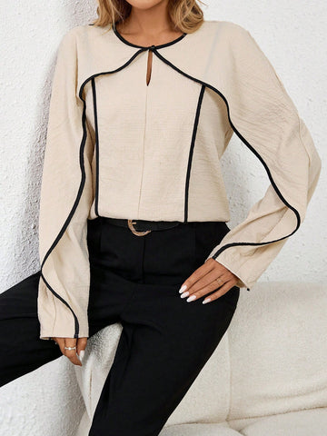 LUNE Contrast Trim Casual Shirt, Minimalist Fashion For Everyday Wear