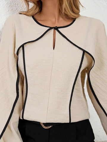 LUNE Contrast Trim Casual Shirt, Minimalist Fashion For Everyday Wear