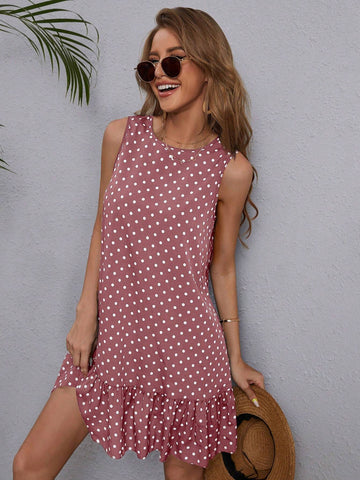 Crew Neck Short Sleeve A-Line Hem Splice Dress