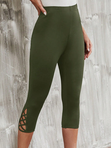 LUNE Criss Cross Hem Capris Leggings