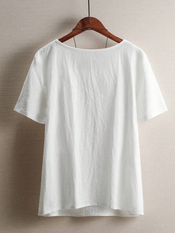 LUNE Dandelion Printed Women's Round Neck Short Sleeve Shirt