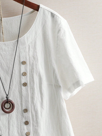 LUNE Dandelion Printed Women's Round Neck Short Sleeve Shirt