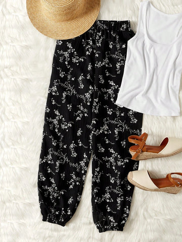 LUNE Ditsy Floral Print Slant Pocket Pants