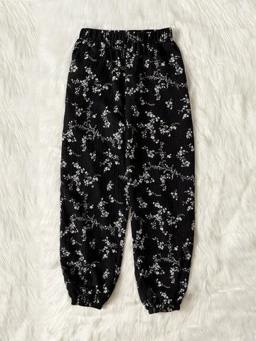 LUNE Ditsy Floral Print Slant Pocket Pants