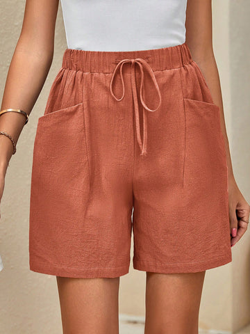 LUNE Drawstring Waist Wide Leg Shorts
