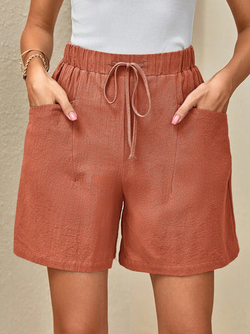 LUNE Drawstring Waist Wide Leg Shorts