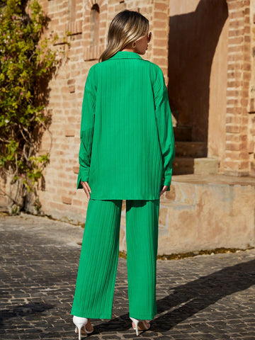 Drop Shoulder Shirt & Wide Leg Pants