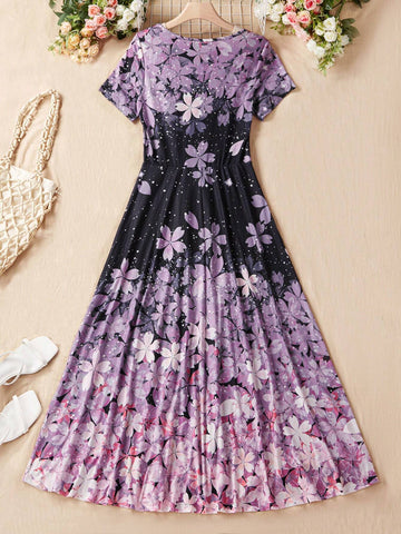 Elegant Printed Women's Dress For Countryside Vacation And Leisure
