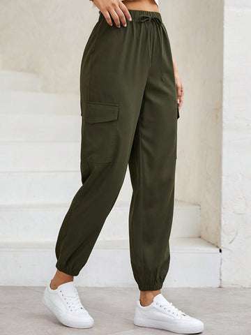 LUNE Flap Pocket Side Drawstring Waist Cargo Pants