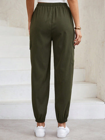 LUNE Flap Pocket Side Drawstring Waist Cargo Pants