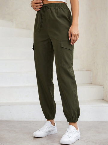 LUNE Flap Pocket Side Drawstring Waist Cargo Pants