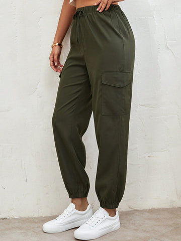 LUNE Flap Pocket Side Drawstring Waist Cargo Pants