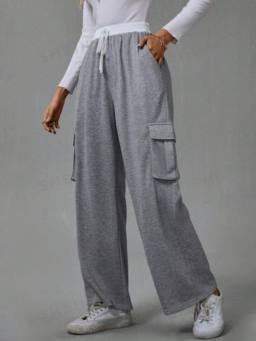LUNE Flap Pocket Side Drawstring Waist Sweatpants